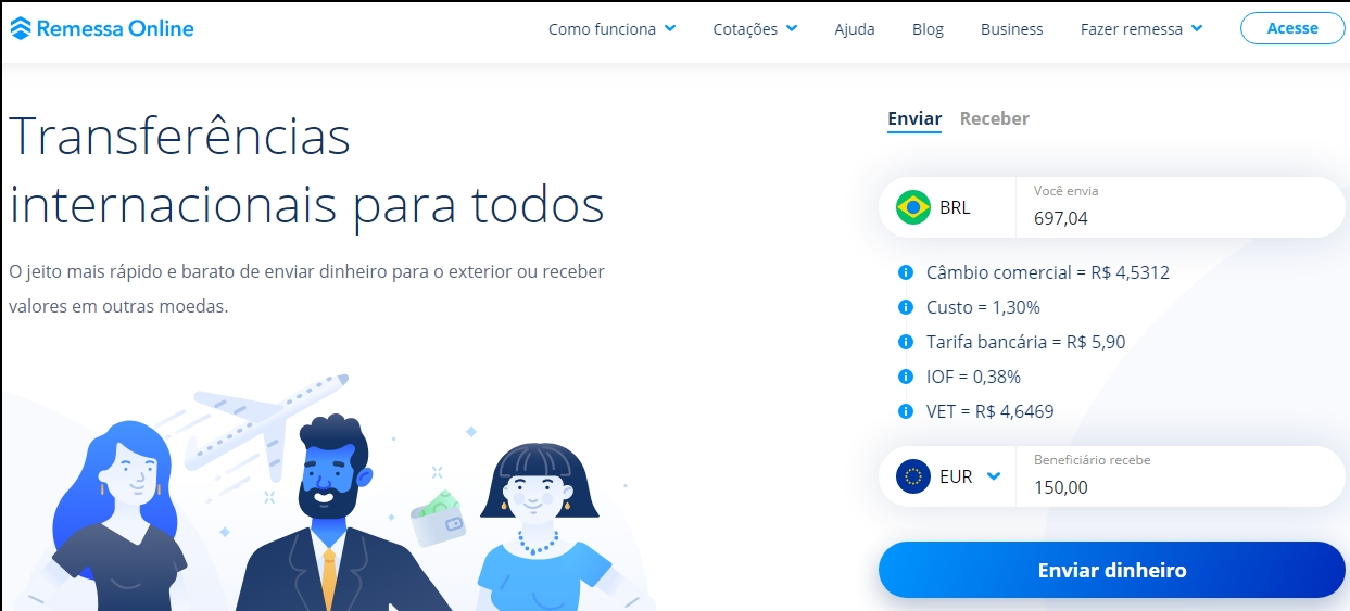 simulação-de-taxas-Remessa-Online